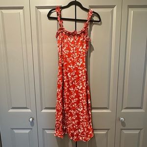 Red floral maxi dress